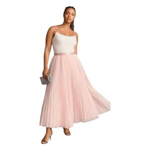 Hutch Anthropologie Pleated Tulle Maxi Skirt Baby Pink Tutu XS